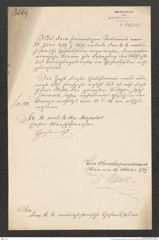 k.k. naturhistorisches Hofmuseum, Intendanzakten 1885-1896 (Hauer), Aktenzahl Z.637/1889, Seite 1